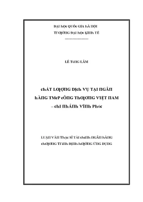 Luận văn chất lượng dịch vụ tại ngân hàng tmcp công thương việt nam chi nhánh vĩnh phúc