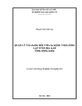 Luận văn quản lý tài chính đối với các bệnh viện công lập trên địa bàn tỉnh ninh bình