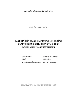Luận văn đánh giá hiện trạng chất lượng môi trường và sức khỏe người lao động tại một số doanh nghiệp sản xuất xi măng