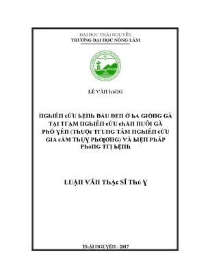 Luận văn nghiên cứu bệnh đầu đen ở ba giống gà tại trạm nghiên cứu chăn nuôi gà phổ yên thuộc trung tâm nghiên cứu gia cầm thụy phương và biện pháp phòng trị bệnh