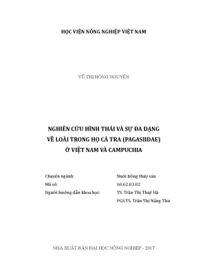 Luận văn nghiên cứu hình thái và sự đa dạng về loài trong họ cá tra pagasiidae ở việt nam và campuchia