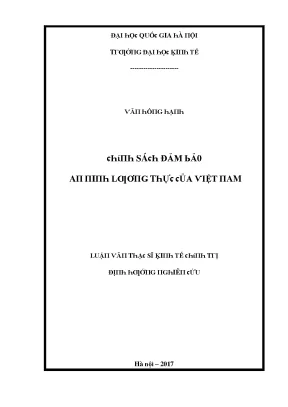 Luận văn chính sách đảm bảo an ninh lương thực của việt nam