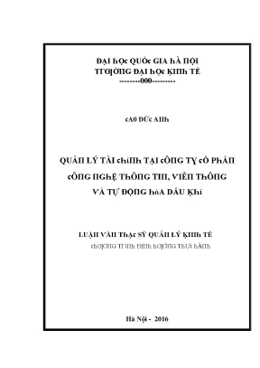 Luận văn quản lý tài chính tại công ty cổ phần công nghệ thông tin viễn thông và tự động hóa dầu khí