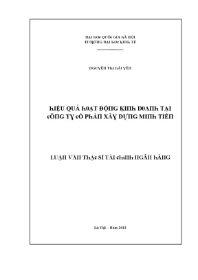 Luận văn hiệu quả hoạt động kinh doanh tại công ty cổ phần xây dựng minh tiến