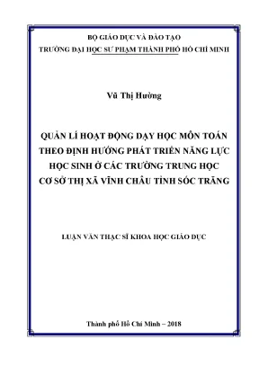 Luận văn quản lí hoạt động dạy học môn toán theo định hướng phát triển năng lực học sinh ở các trường trung học cơ sở thị xã vĩnh châu tỉnh sóc trăng