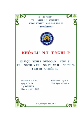 Luận văn hiệu quả kinh tế nuôi cá nước ngọt ở phường thủy phương thị xã hương thủy tỉnh thừa thiên huế