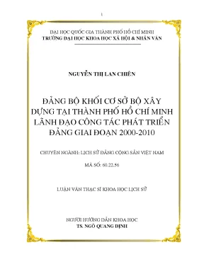 Đảng bộ khối cơ sở bộ xây dựng tại thành phố hồ chí minh lãnh đạo công tác phát triển đảng giai đoạn 2000 2010