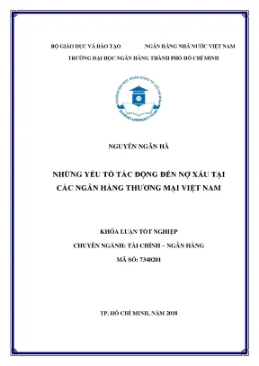 Luận văn những yếu tố tác động đến nợ xấu tại các ngân hàng thương mại việt nam