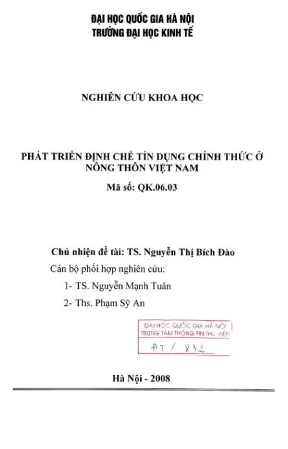 Phát triển định chế tín dụng chính thức ở nông thôn việt nam
