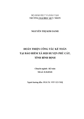 Luận văn hoàn thiện công tác kế toán tại bảo hiểm xã hội huyện phù cát tỉnh bình định