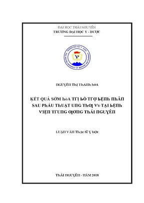 Luận văn kết quả sớm hóa trị bổ trợ bệnh nhân sau phẫu thuật ung thư vú tại bệnh viện trung ương thái nguyên