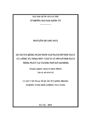 Luận văn quản trị kênh phân phối sản phẩm đồ nội thất của công ty tnhh mtv sản xuất đồ gỗ nội thất minh phát tại thành phố hồ chí minh
