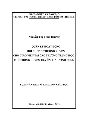 Luận văn quản lý hoạt động bồi dưỡng thường xuyên cho giáo viên tại các trường trung học phổ thông huyện trà ôn tỉnh vĩnh long