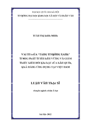 Luận văn thạc sĩ vai trò của tăng trưởng xanh trong phát triển bền vững và giảm thiểu biến đổi khí hậu của hàn quốc khả năng ứng dụng tại việt nam