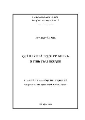 Luận văn quản lý nhà nước về du lịch ở tỉnh thái nguyên