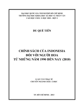Chính sách của indonesia đối với người hoa từ những năm 1990 đến nay 2010