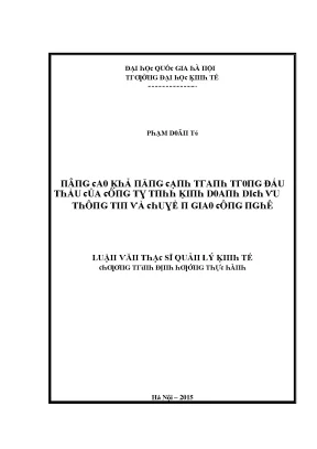 Luận văn nâng cao khả năng cạnh tranh trong đấu thầu của công ty tnhh kinh doanh dịch vụ thông tin và chuyển giao công nghệ