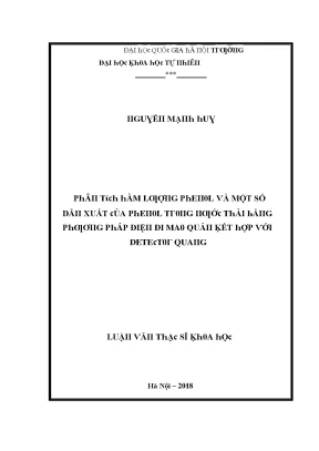 Luận văn thạc sĩ phân tích hàm lượng phenol và một số dẫn xuất của phenol trong nước thải bằng phương pháp điện di mao quản kết hợp detector quang vnu lvts08w