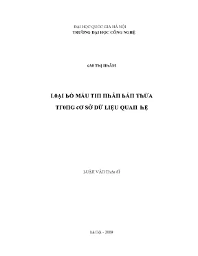 Luận văn loại bỏ mẩu tin nhân bản thừa trong cơ sở dữ liệu quan hệ