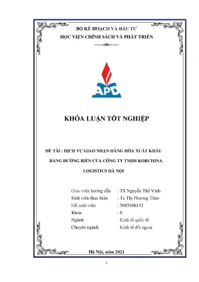 Luận văn dịch vụ giao nhận hàng hóa xuất khẩu đường biển của công ty korchina logistics
