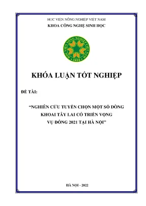 Nghiên cứu tuyển chọn một số dòng khoai tây lai có triển vọng vụ đông 2021 tại hà nội