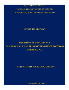 Luận văn biện pháp xây dựng đội ngũ cán bộ quản lý các trường trung học phổ thông tỉnh đồng nai
