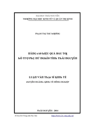 Luận văn nâng cao hiệu quả đầu tư hỗ trợ phụ nữ nghèo tỉnh thái nguyên