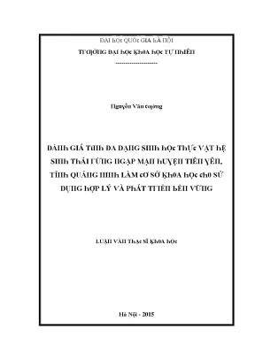Đánh giá tính đa dạng sinh học thực vật hệ sinh thái rừng ngập mặn huyện tiên yên tỉnh quảng ninh làm cơ sở khoa học cho sử dụng hợp lý và phát triển bền vững lvts004