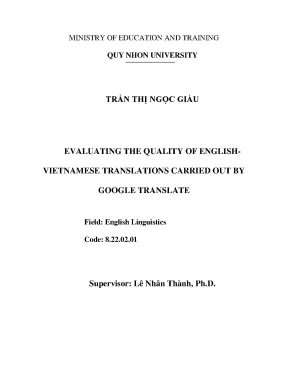 Luận văn evaluating the quality of english vietnamese translations carried out by google translate