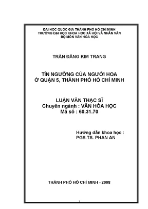 Tín ngưỡng của người hoa ở quận 5 thành phood hồ chí minh