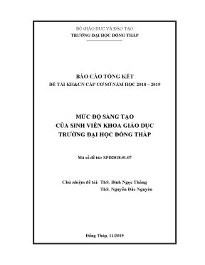 Luận văn nghiên cứu mức độ sáng tạo của sinh viên khoa giáo dục trường đại học đồng tháp
