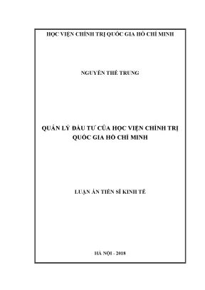 Quản lý đầu tư của học viện chính trị quốc gia hồ chí minh