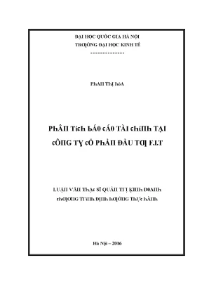 Luận văn phân tích báo cáo tài chính tại công ty cổ phần đầu tư f i t