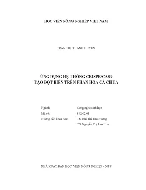 Luận văn ứng dụng hệ thống crispr cas9 tạo đột biến trên phấn hoa cà chua