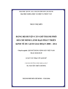 Đảng bộ huyện cần giờ thành phố hồ chí minh lãnh đạo phát triển kinh tế du lịch giai đoạn 2000 2014