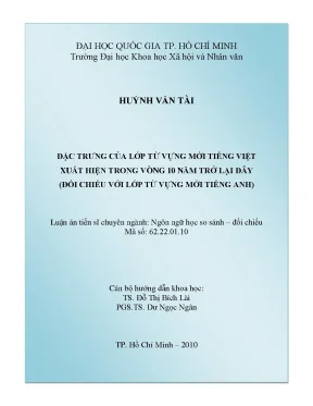 Đặc trưng các lớp từ vựng mới tiếng việt xuất hiện trong vòng 10 năm trở lại đây đối chiếu với lớp từ vựng mới tiếng anh