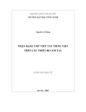 Luận văn nhận dạng chữ viết tay tiếng việt trên các thiết bị cầm tay