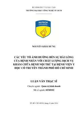 Sự hài lòng của bệnh nhân với chất lượng dịch vụ khám chữa bệnh nội trú