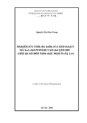 Luận văn thạc sĩ nghiên cứu tính đa hình của gen oshkt1 mã hóa cho protein vận chuyển ion liên quan đến tính chịu mặn ở cây lúa vnu lvts09