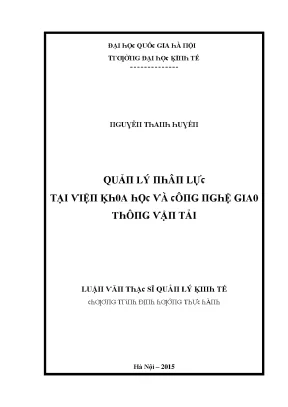 Luận văn quản lý nhân lực tại viện khoa học và công nghệ giao thông vận tải
