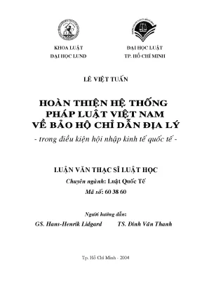Hoàn thiện hệ thống pháp luật việt nam về bảo hộ chỉ dẫn địa lý