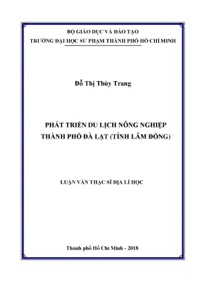 Luận văn phát triển du lịch nông nghiệp thành phố đà lạt tỉnh lâm đồng