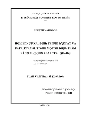 Luận văn thạc sĩ nghiên cứu xác định terpin hydrat và paracetamol trong một số dược phẩm bằng phương pháp trắc quang vnu lvts08w