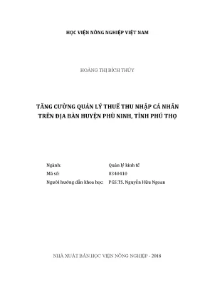 Luận văn tăng cường quản lý thuế thu nhập cá nhân trên địa bàn huyện phù ninh tỉnh phú thọ