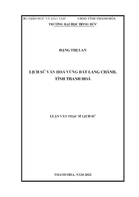 Lịch sử văn hoá vùng đất lang chánh tỉnh thanh hoá