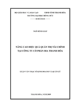 Nâng cao hiệu quả quản trị tài chính tại công ty cổ phần bia thanh hóa