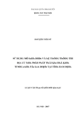 Luận văn thạc sĩ sử dụng mô hình dndc và hệ thống thông tin địa lý tính toán phát thải khí nhà kính trong canh tác lúa nước tại tỉnh nam định vnu lvts08w