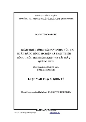 Luận văn hoàn thiện công tác huy động vốn tại ngân hàng nông nghiệp và phát triển nông thôn chi nhánh khu vực bãi cháy quảng ninh