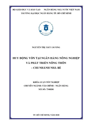 Luận văn huy động vốn tại ngân hàng nông nghiệp và phát triển nông thôn chi nhánh nhà bè