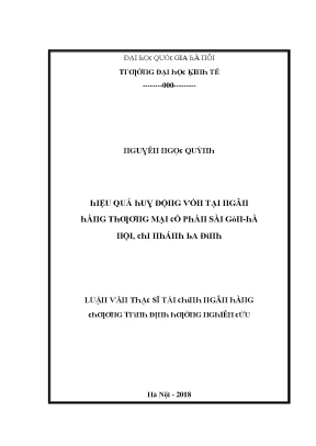 Luận văn hiệu quả huy động vốn tại ngân hàng thương mại cổ phần sài gòn hà nội chi nhánh ba đình